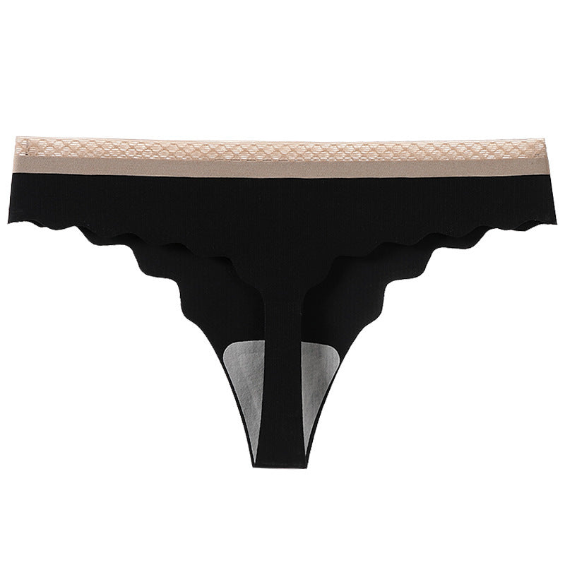 Mid-Low-Waist Seamless Ice Silk Women'S Breathable Thong Explosion Style Sexy