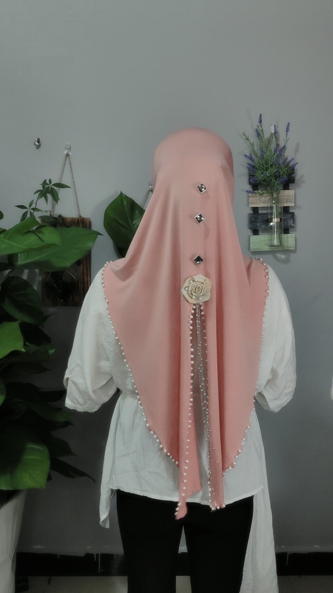 Dry Rose Soft Brim Split Swallowtail Large Scarf