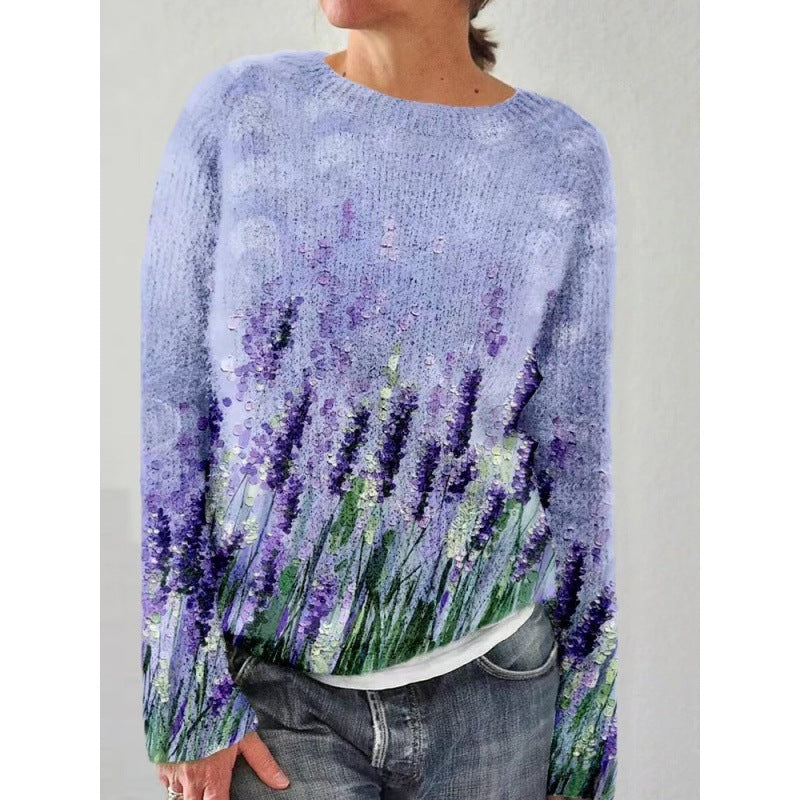 Printed Women's Sweater Pattern Pullover Sweater