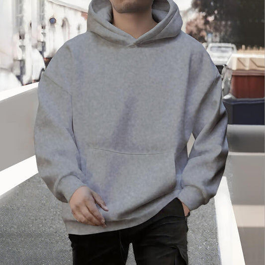 Fall Winter Men Loose Hooded Sweater Sports And Leisure Fleece-lined