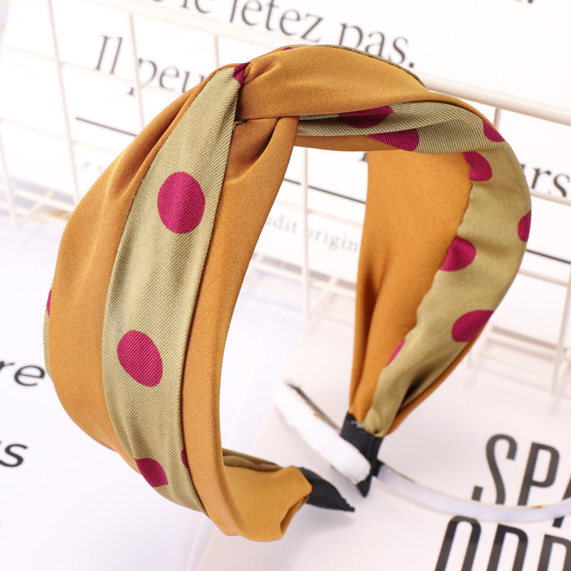 Women's broadside polka dot stitching hair band