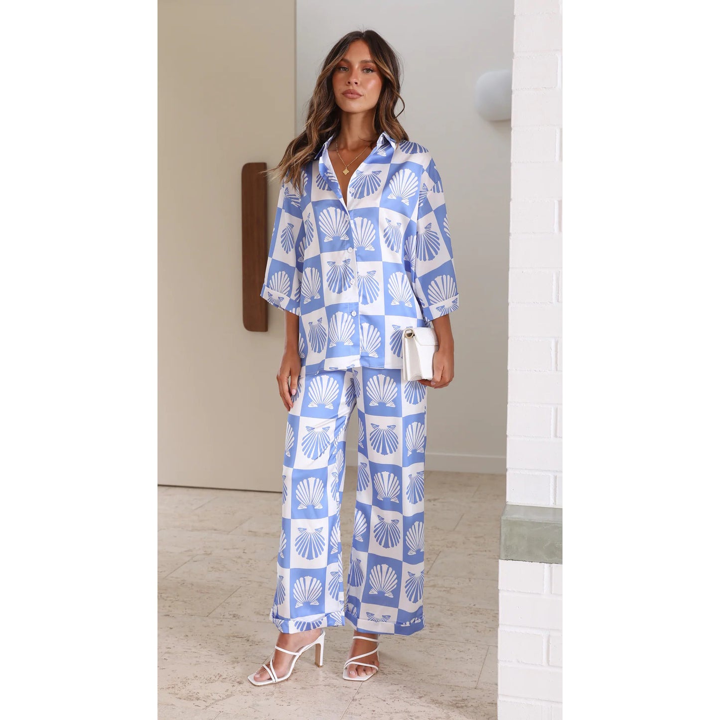 Casual 34 Sleeve Shirt Outfit Pajamas