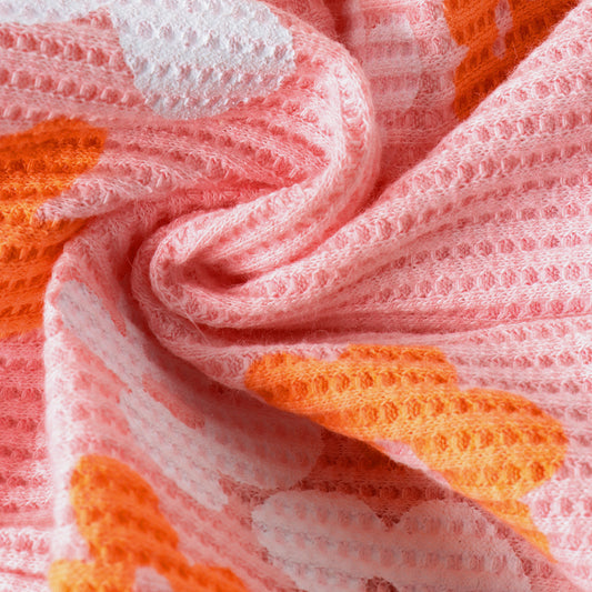 Multicolor Waffle Printed Lace Up Top Shorts