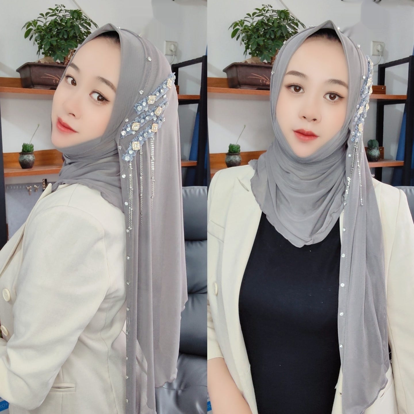 Turban Original Tassel Voile Wrap Towel scarf