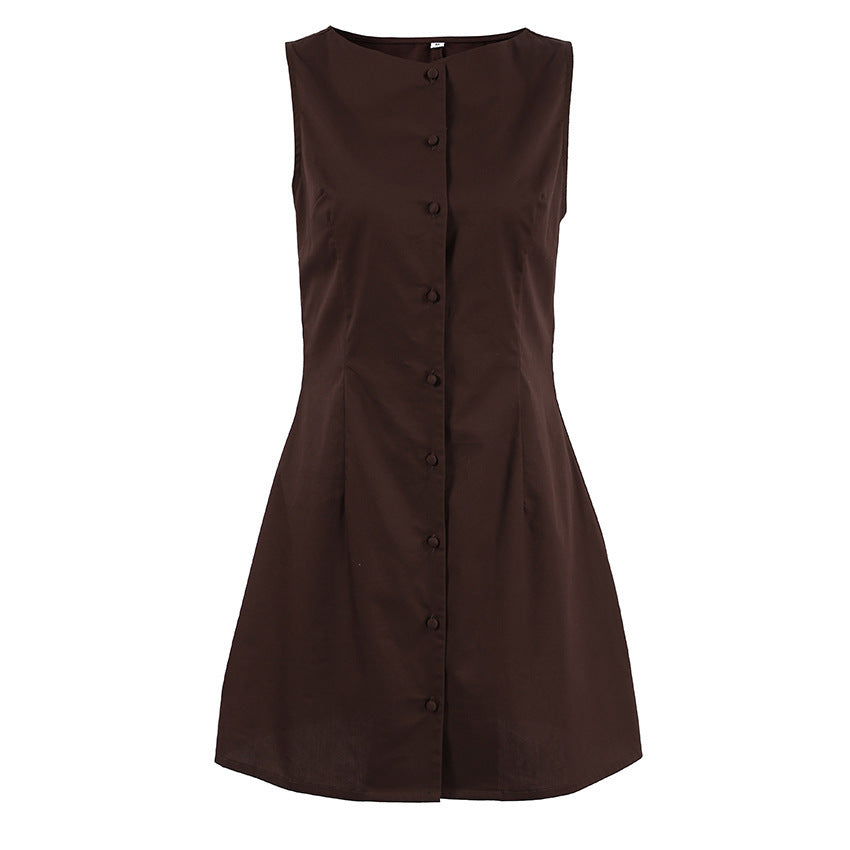 Cotton Sleeveless Vest High-grade Elegant Slim Fit A- Line Dress