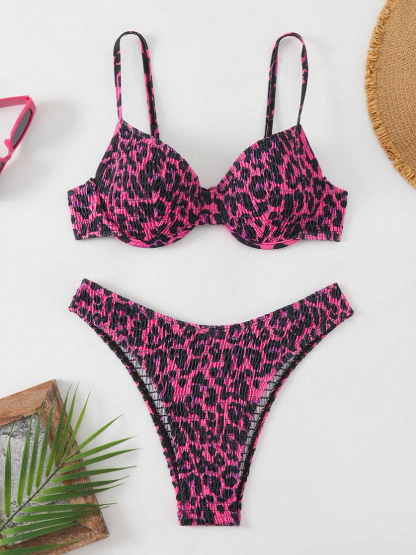 Leopard Point Bikini Swimsuit Female Sexy Tight Backless
