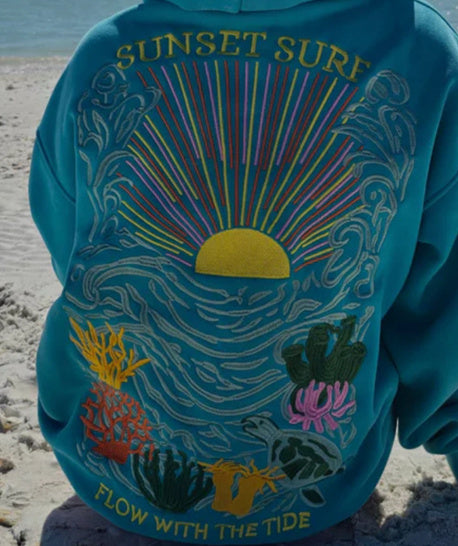 SUNFLOWER Embroidered Hoodie Sweater On The Sea