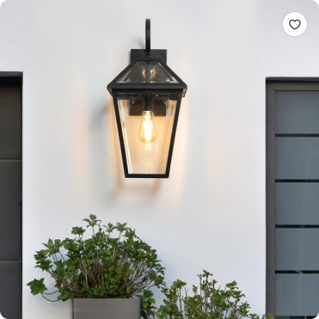 211 Pack Outdoor Wall Lantern Light Modern Black Metal & Clear Glass Sconce For Porch, Patio, And Garden