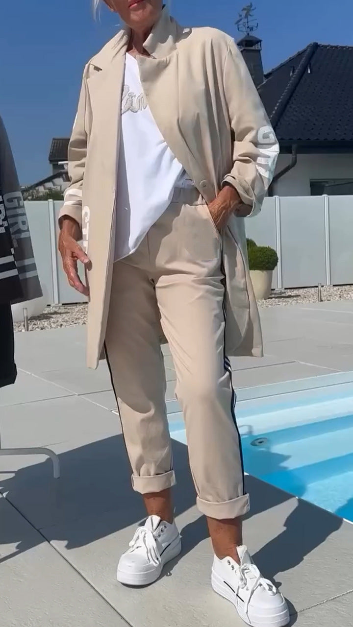 2025 Europe And America Cross Border Women's Independent Station Amazon AliExpress New Popular Ladies Letter Set Casual Women