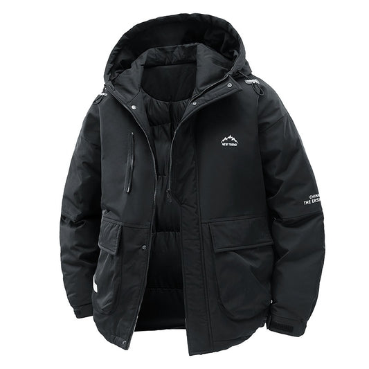 New Minimalist Solid Color Tie Drawstring Loose And Warm Cotton-padded Coat