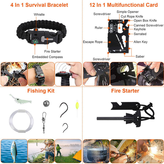 Survival Kit 125 In 1 , Professional Survival Equipment, Equipment, Tools, First Aid Supplies, For SOS Emergency Tactical Hiking, Hunting, Disaster, Camping Expedition - Not Shipped On Weekends