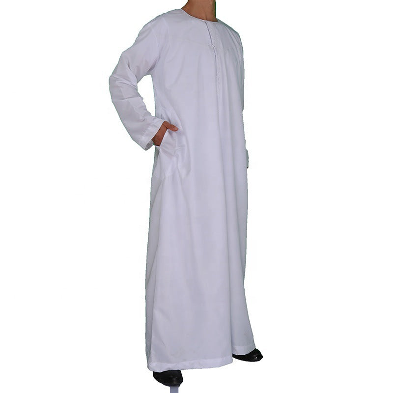 Middle East Oman Robe Men's Polyester Round Neck Gown