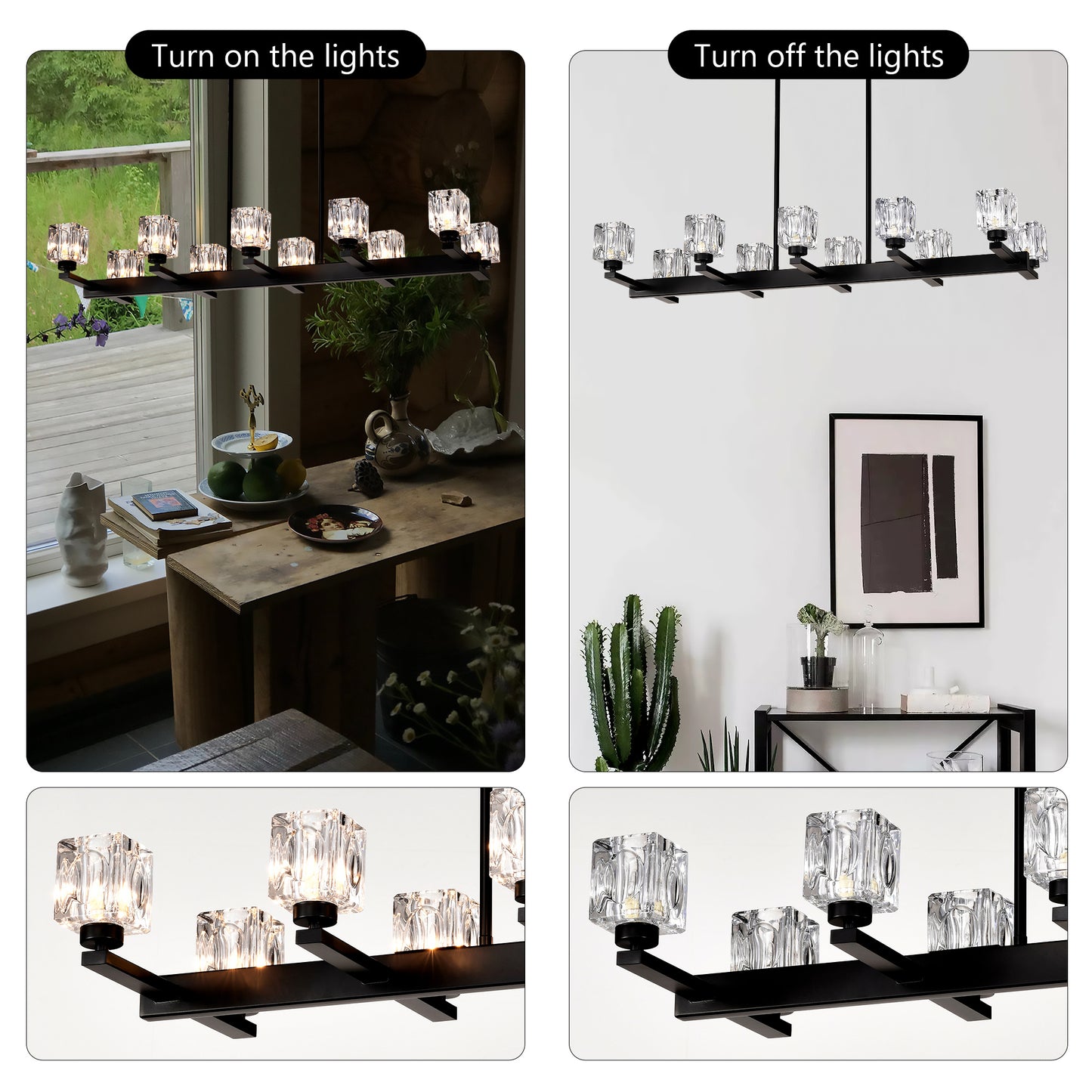 Chandelier For Dining Room, 10-Light Black
