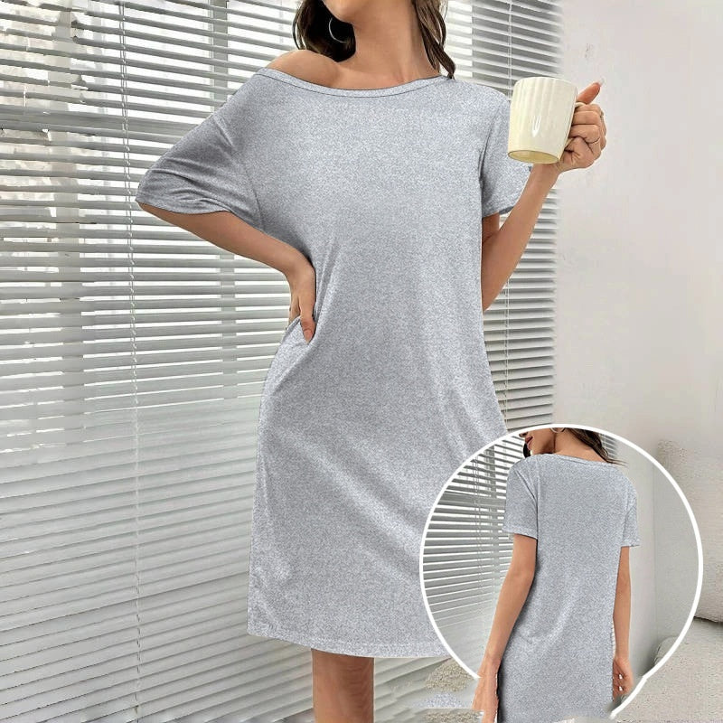 Spring And Summer Home Wear Comfort And Casual Loose Women's Nightdress Short Sleeve Pajamas