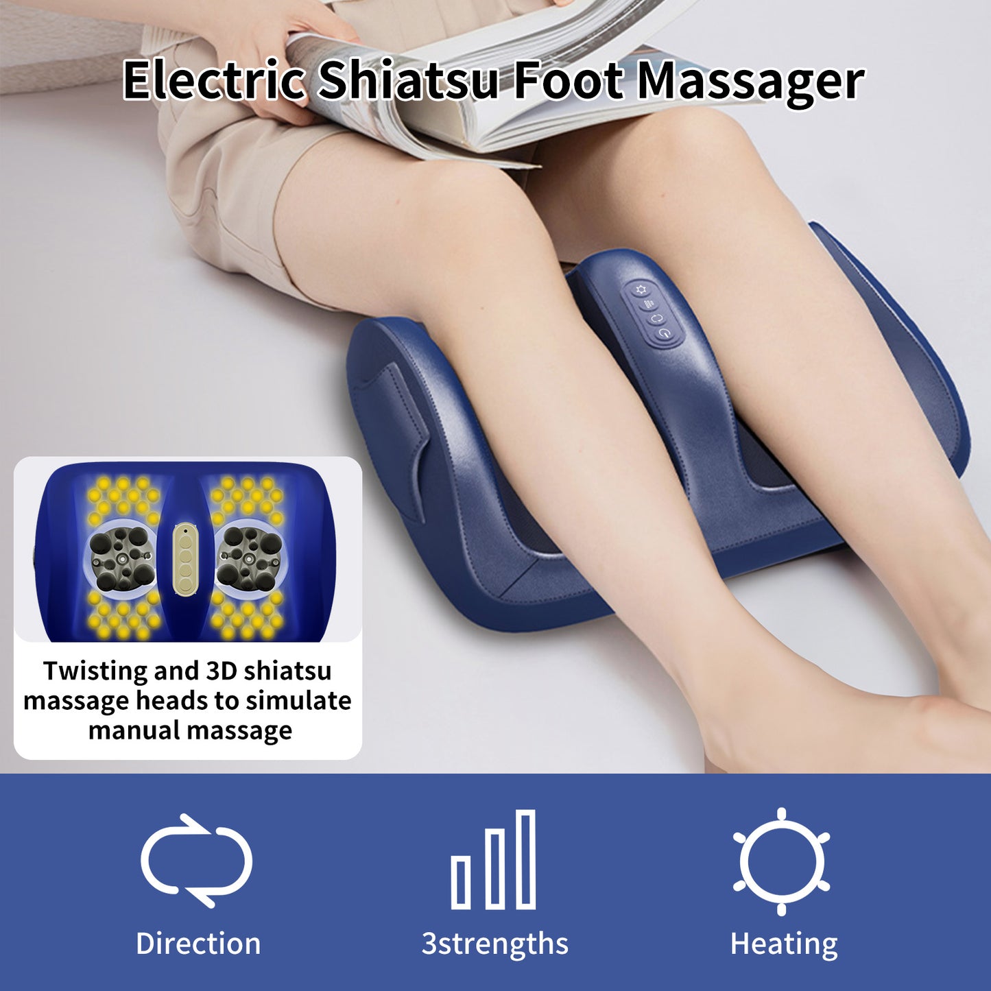 Intelligent Foot Massager With 3D Air Cushion Massage, Constant Temperature Heating, 15-minute Automatic Timer, Low Noise Design. Ideal For Relaxation In The Office Or At Home