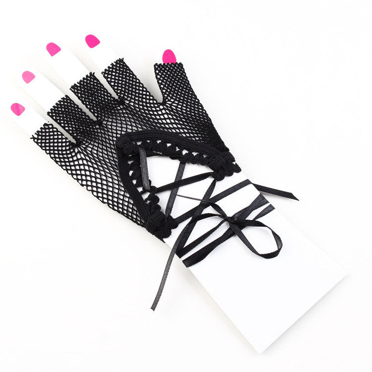 European and American ribbon cross short gloves