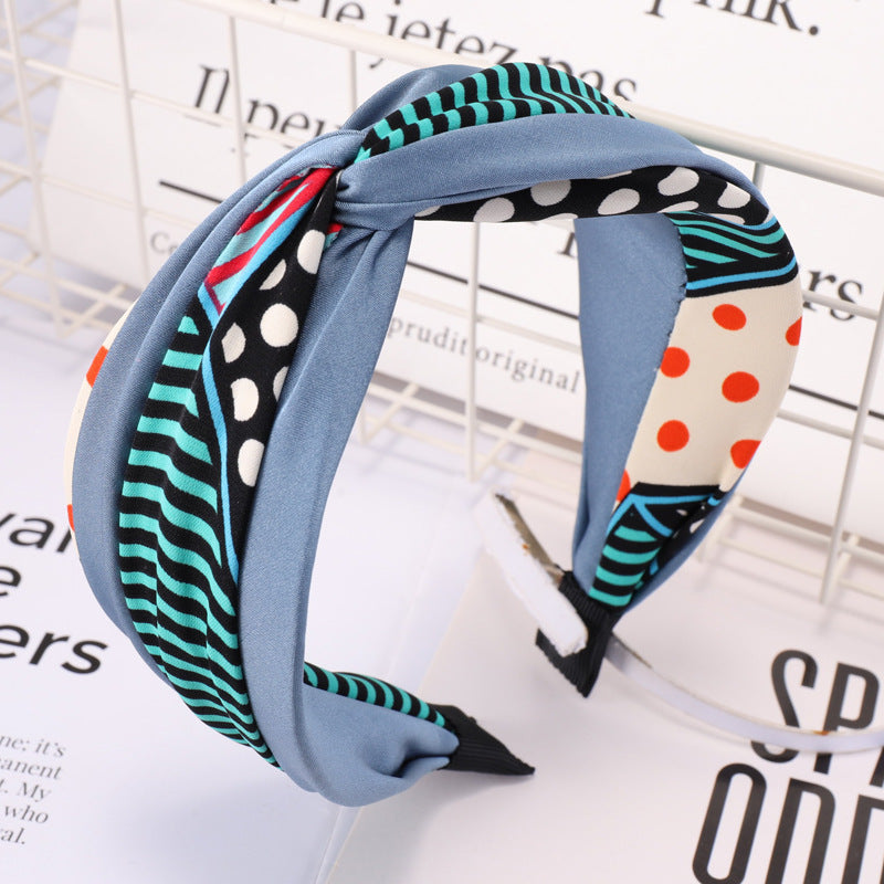 Women's broadside polka dot stitching hair band