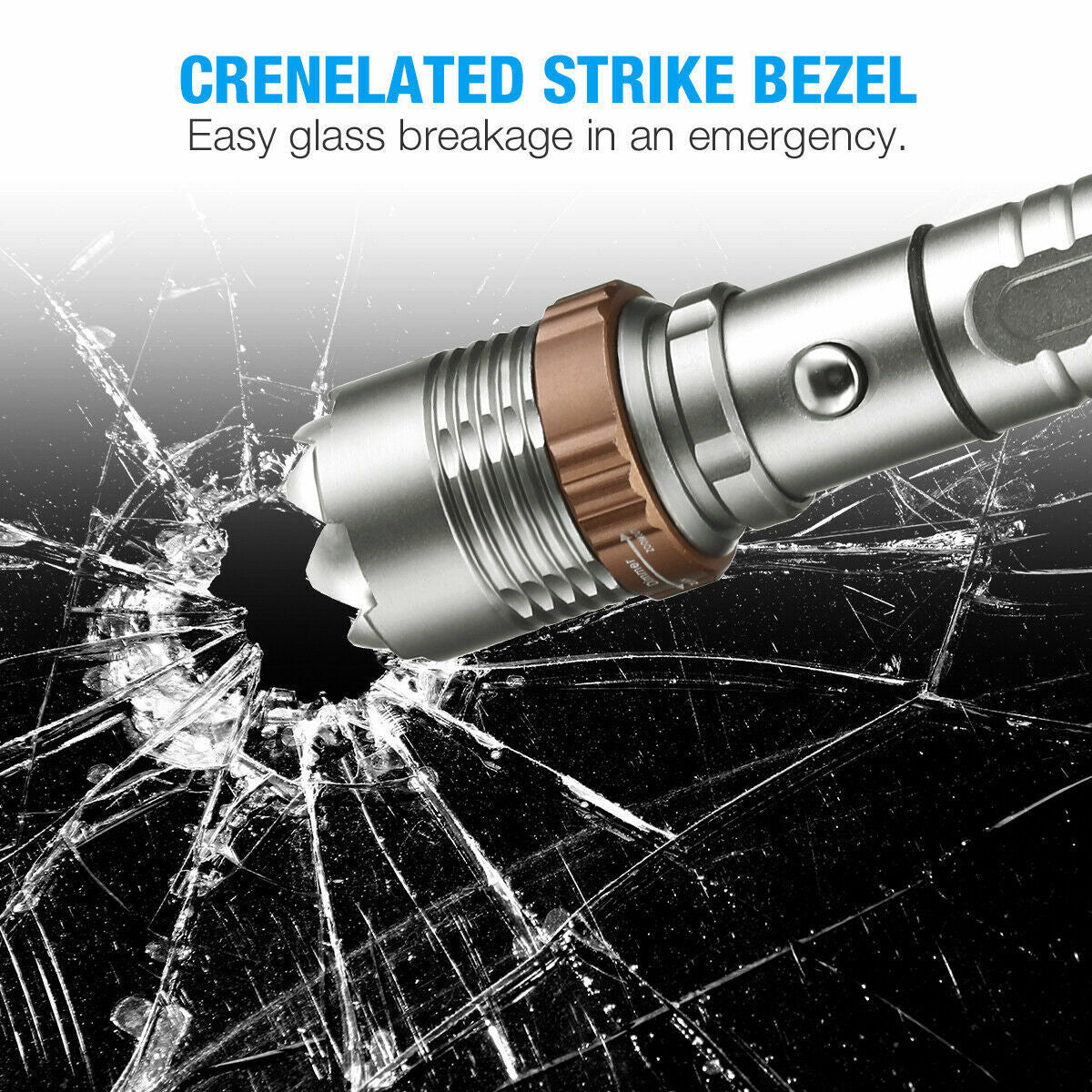 LED Tactical Flashlight Rechargeable LED Work Light Super Bright Torch Emergency Light Escape Hammer