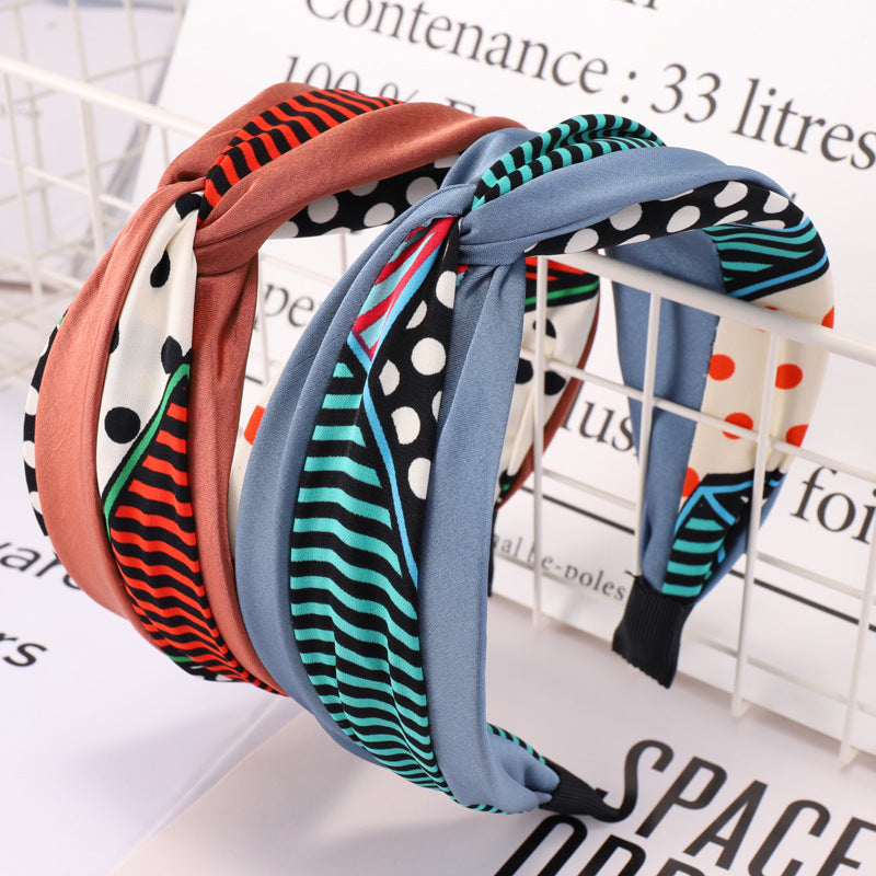 Women's broadside polka dot stitching hair band