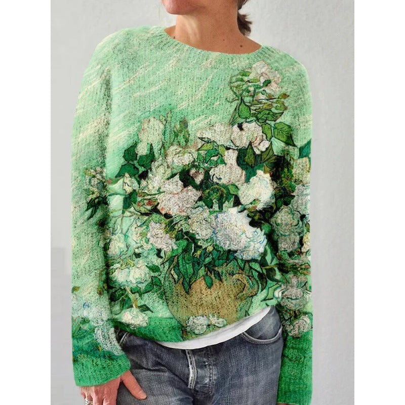 Printed Women's Sweater Pattern Pullover Sweater