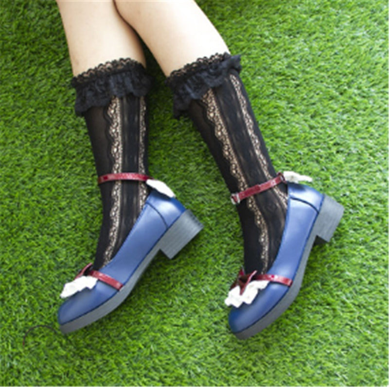 Hollow Lace Pile Pile Socks Stretch Calf Socks