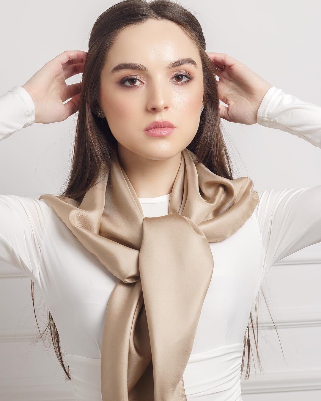 90cm Satin Monochrome Big Square Scarf