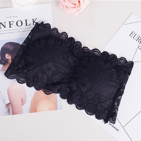 Lace Anti-Failure Tube Top Women'S Strapless Short Sexy Gather Wrapped Chest Strap Bra Pad Bra Vest