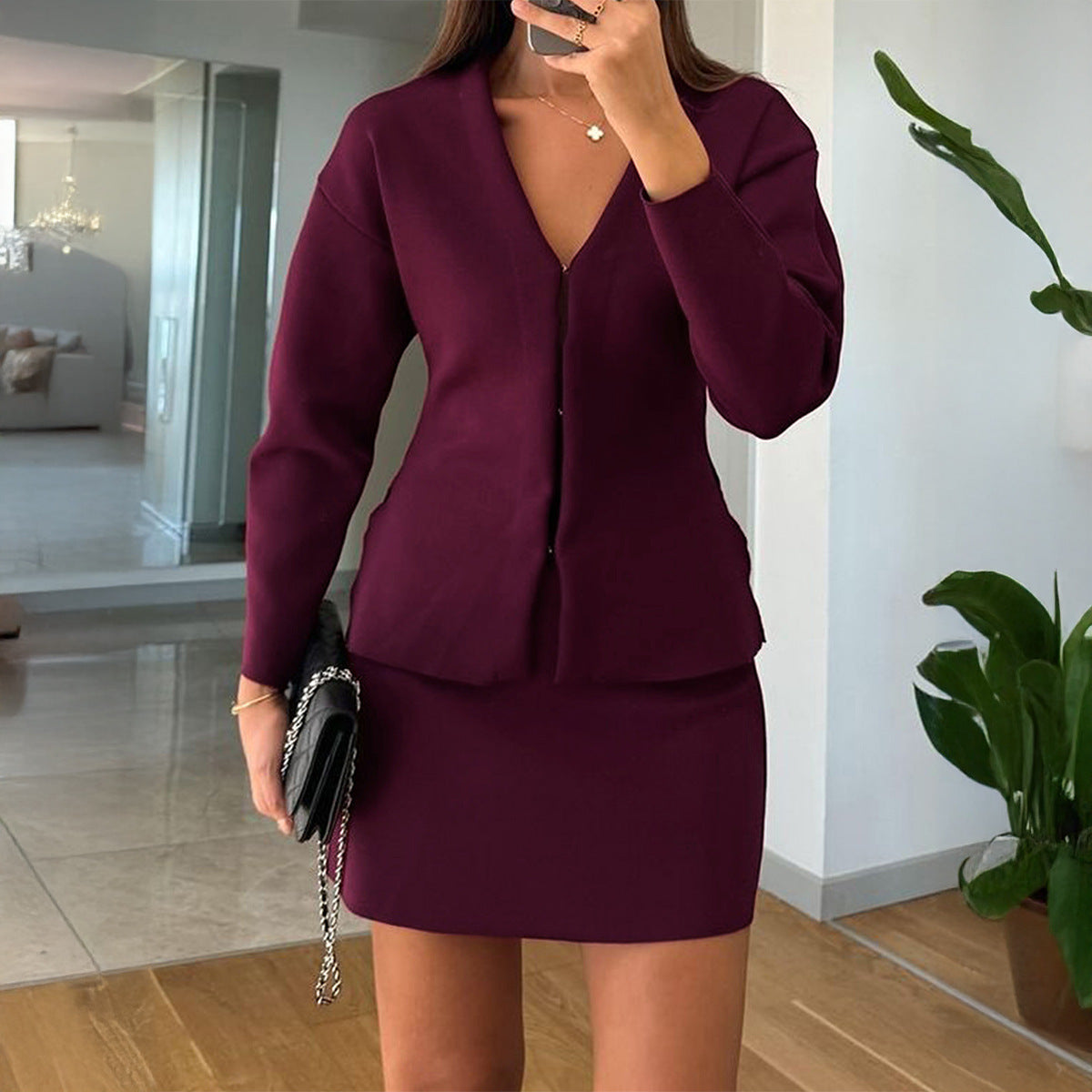 Fashion Simple Woolen Long Sleeve Shirt Sweater Women's Clothing