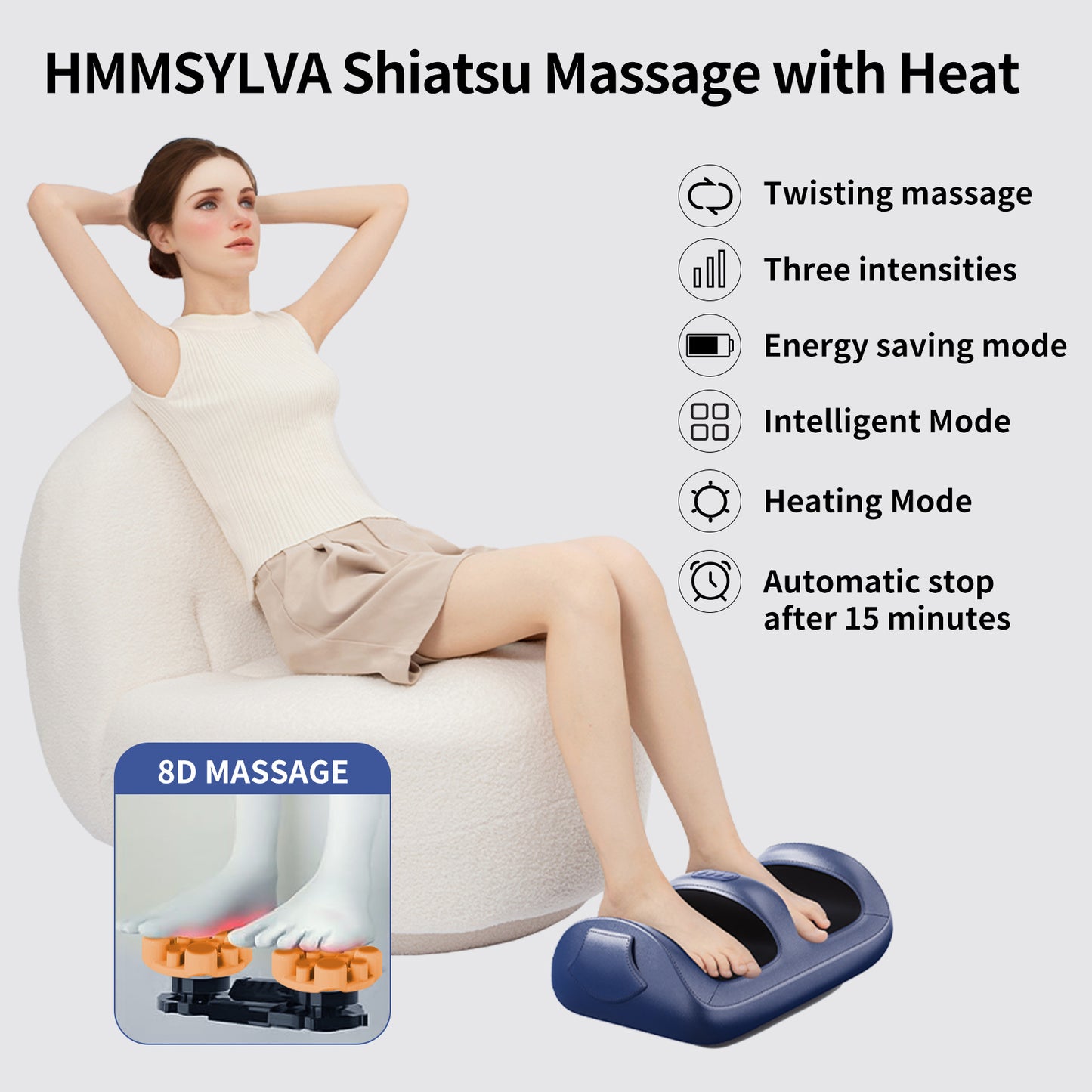 Intelligent Foot Massager With 3D Air Cushion Massage, Constant Temperature Heating, 15-minute Automatic Timer, Low Noise Design. Ideal For Relaxation In The Office Or At Home