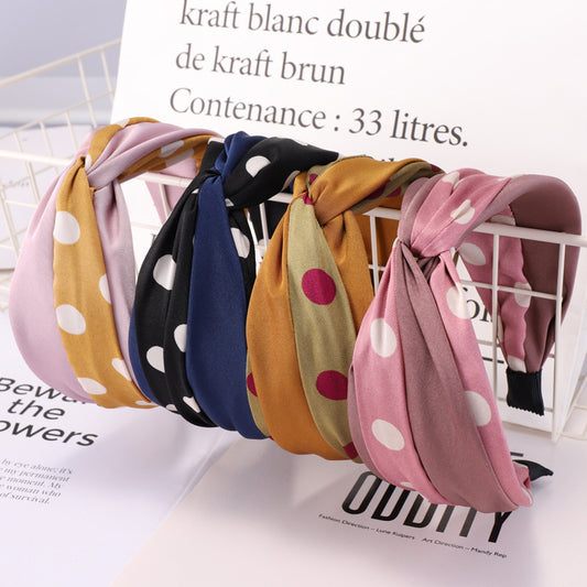 Women's broadside polka dot stitching hair band