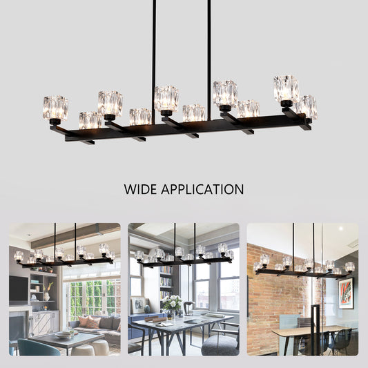Chandelier For Dining Room, 10-Light Black