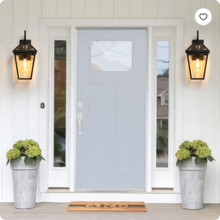 211 Pack Outdoor Wall Lantern Light   Modern Black Metal & Clear Glass Sconce For Porch, Patio, And Garden