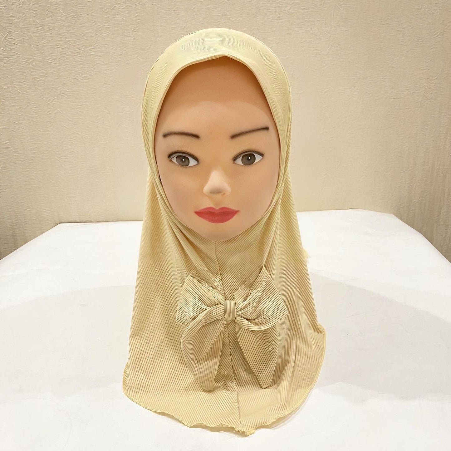 Exclusive For Cross-border 2 To 6 Years Old Little Girl Headscarf Thread Fabric Vertical Bar Sunday Hat Bow Veil