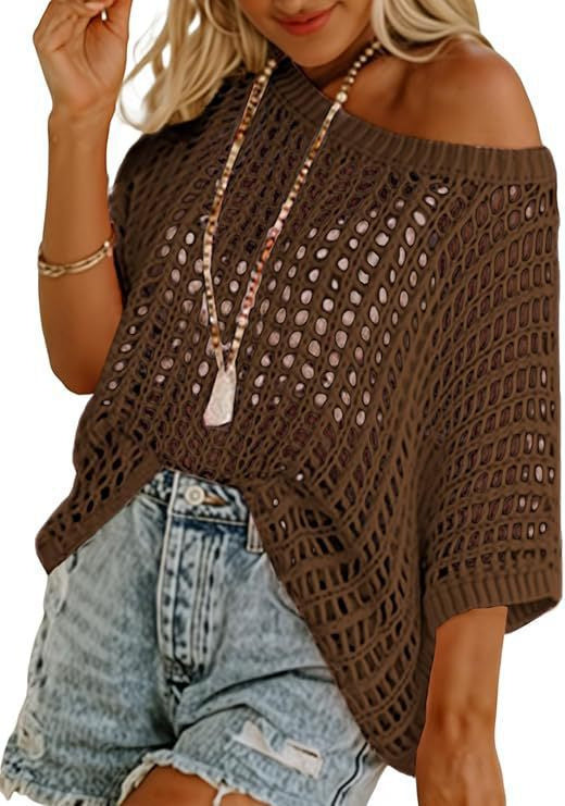 Sexy Cutout Empty Top Pullover Beach Cover-up Knitted Sweater