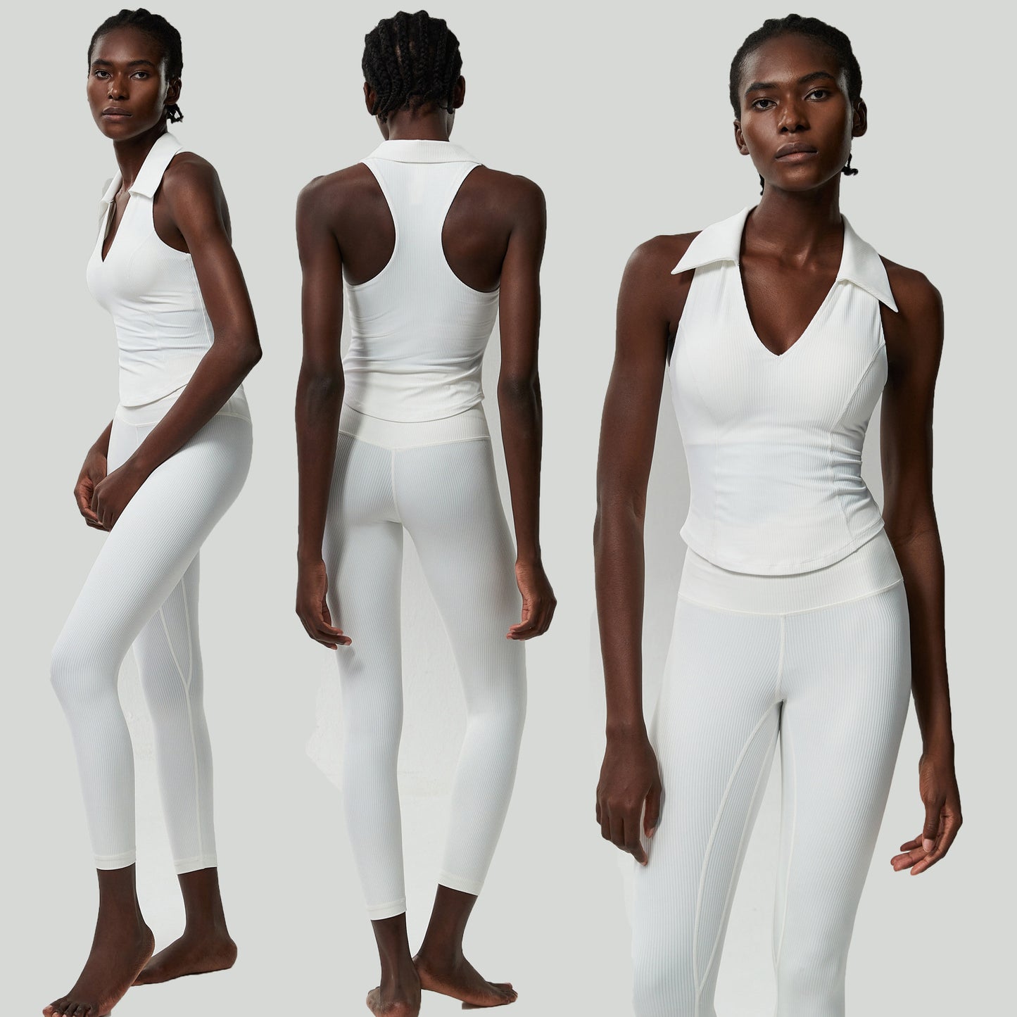 Women's Tight Large Size V-neck Sports Fitness Yoga Wear Two-piece Set