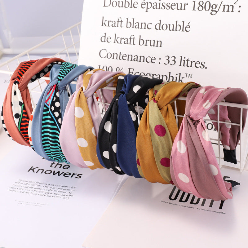 Women's broadside polka dot stitching hair band