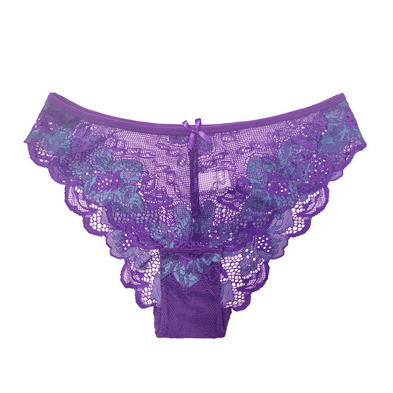 Cross Sheer Low Waist Lace Foreign Trade Underwear Women's Comfortable Breathable Hollow Hip Lifting