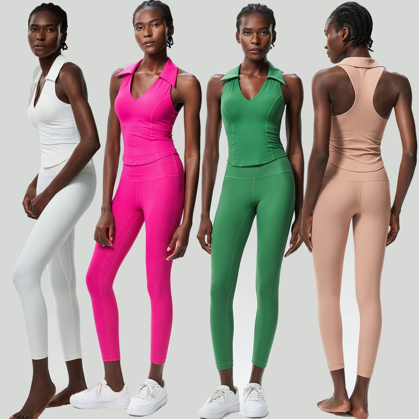 Women's Tight Large Size V-neck Sports Fitness Yoga Wear Two-piece Set