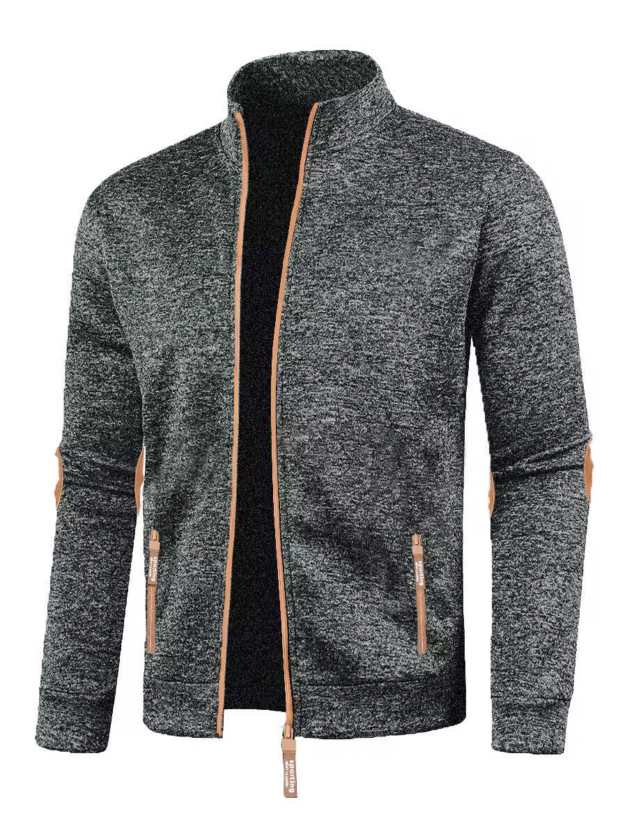 Men's Long Zipper Sweater Sleeve Light Fleece Coat Plus Size