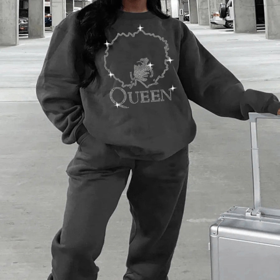 Plus Size Autumn And Winter Women's Printed Casual Sports Suit