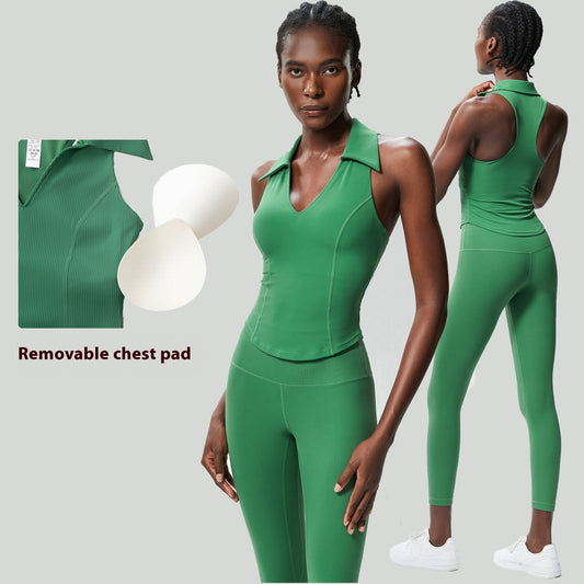 Women's Tight Large Size V-neck Sports Fitness Yoga Wear Two-piece Set