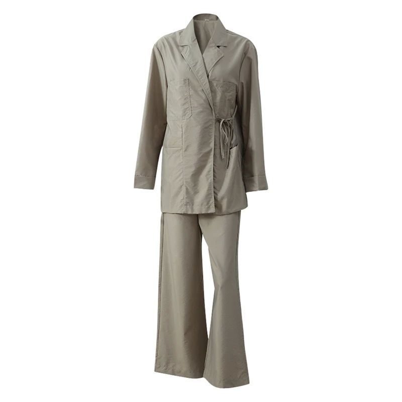 Simple Solid Color Wide Leg Trousers Women's Elegant Lace-up