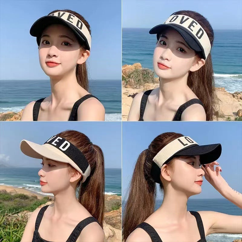 Sunlight Blocker For Summer hat Letter Without Top LOVED Korean