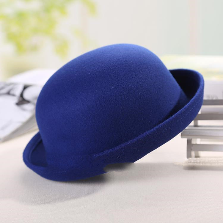 Girls Trendy Hat Woolen Dome Top Hat With Curling Edge British Round Hat Ball Hat