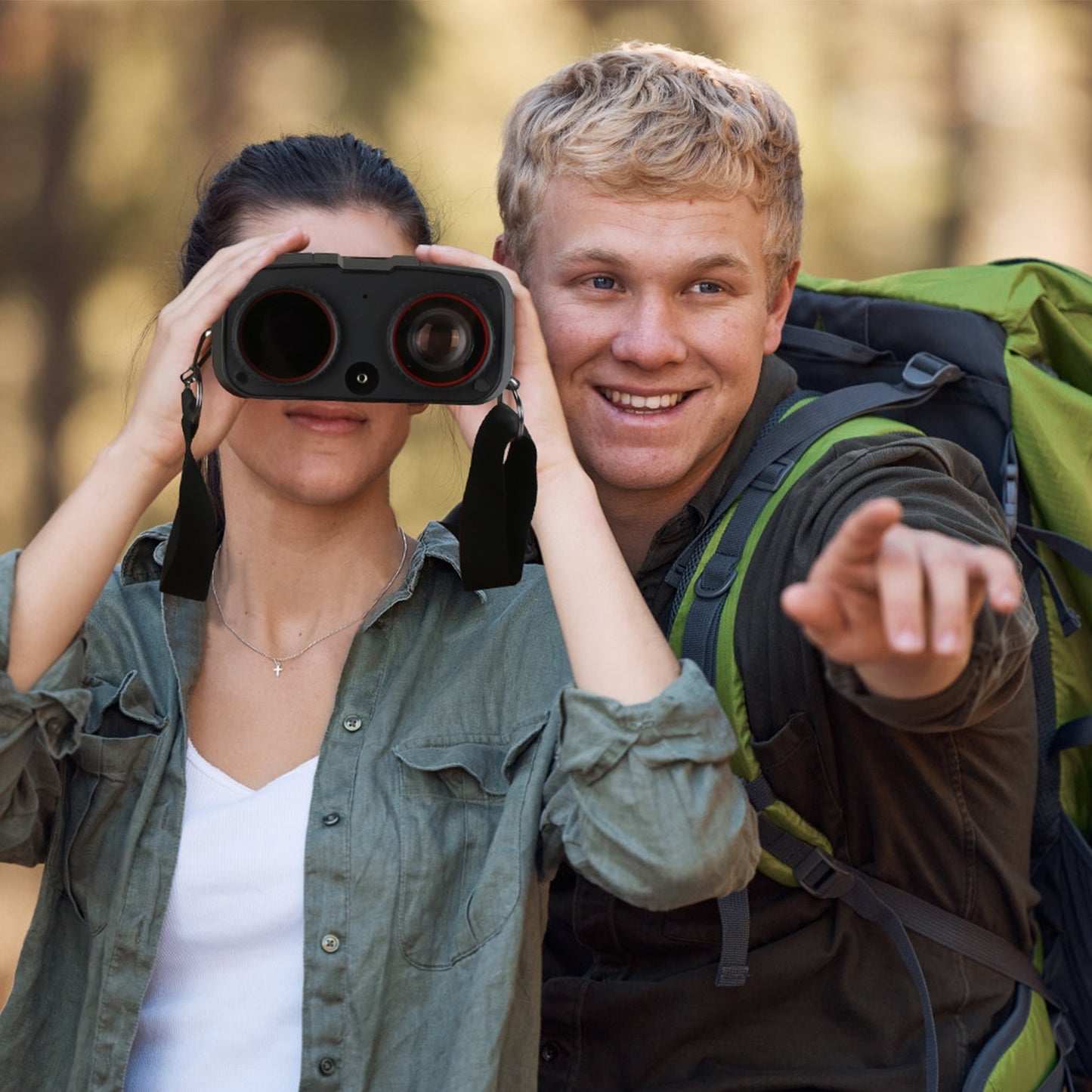 1Pc Night Vision Goggles 4K Full-Color Binoculars 10X Zoom With 2624ft Viewing Range 3in Screen 64G MMC Card WIFI APP Control Save Photo And Video For Camping Hunting & Security