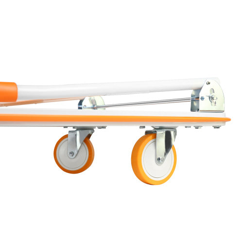 Foldable Cart Cart Cart - 660 Lb Capacity Heavy Duty Mobile Platform Trolley - Folding And Rolling White And Orange Flat Cart Unavailable Platforms- Welfel ,