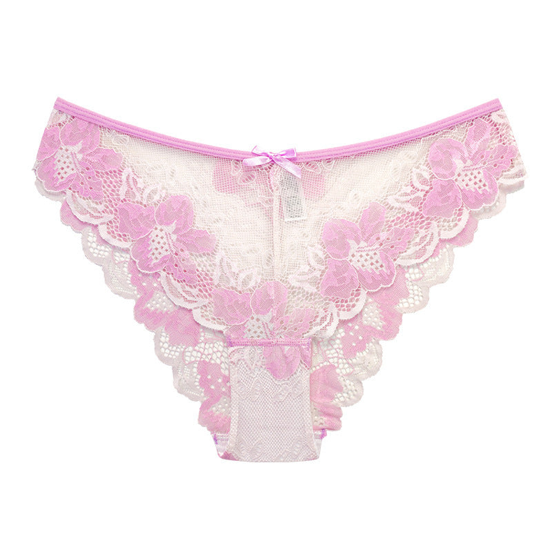 Cross Sheer Low Waist Lace Foreign Trade Underwear Women's Comfortable Breathable Hollow Hip Lifting