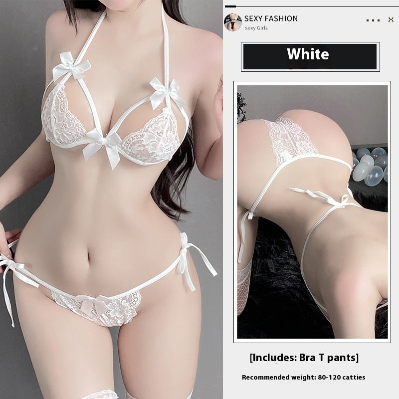 Underwear Lace Three-point Free Passion Temptation Small Chest Pajamas