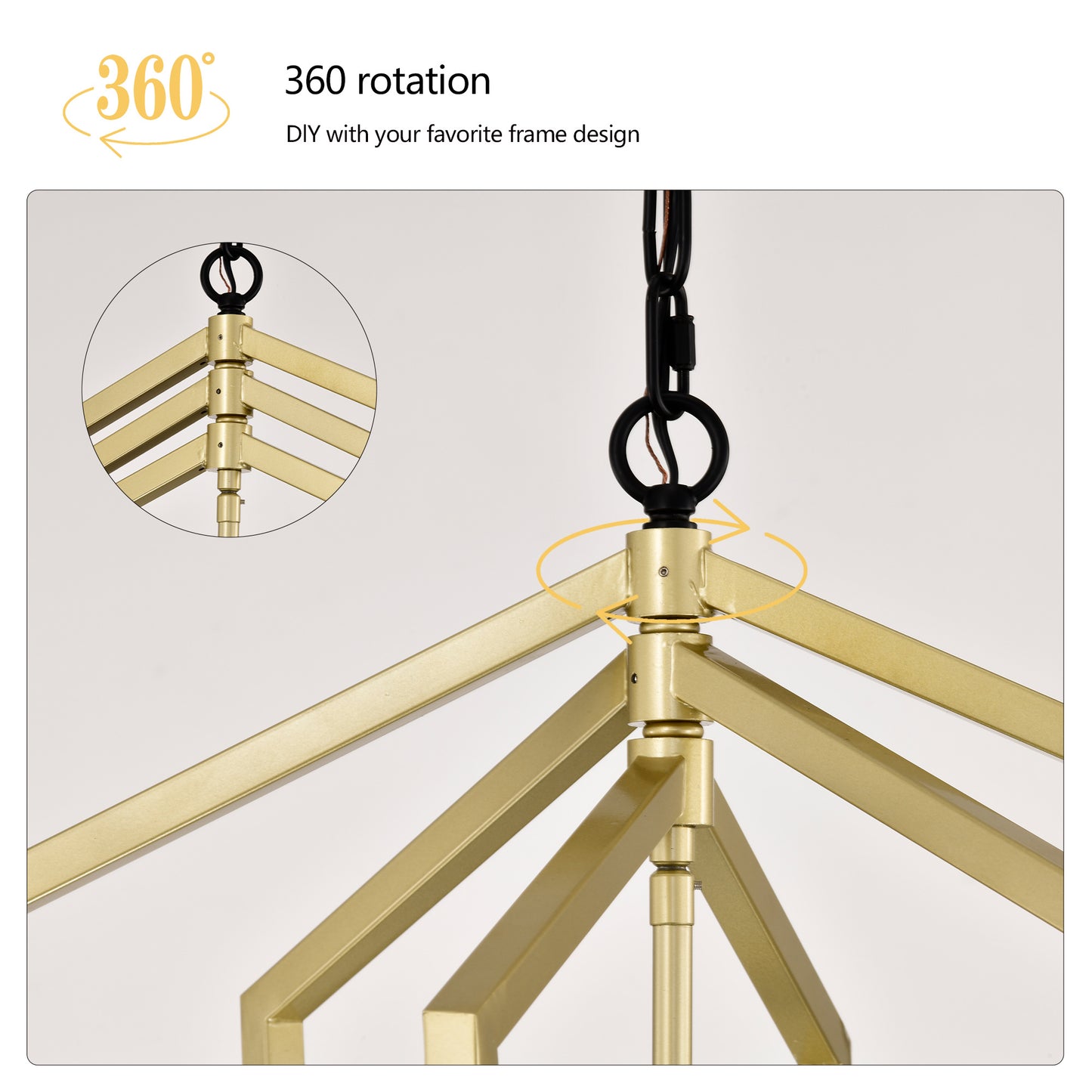 4-Light Farmhouse Kitchen Chandeliers, Vintage Cage Light Fixture Adjustable Height Chandeliers For Dining Room Hallway Foyer Entryway E12 Bulbs Not Included-GOLD MATTE BLACK