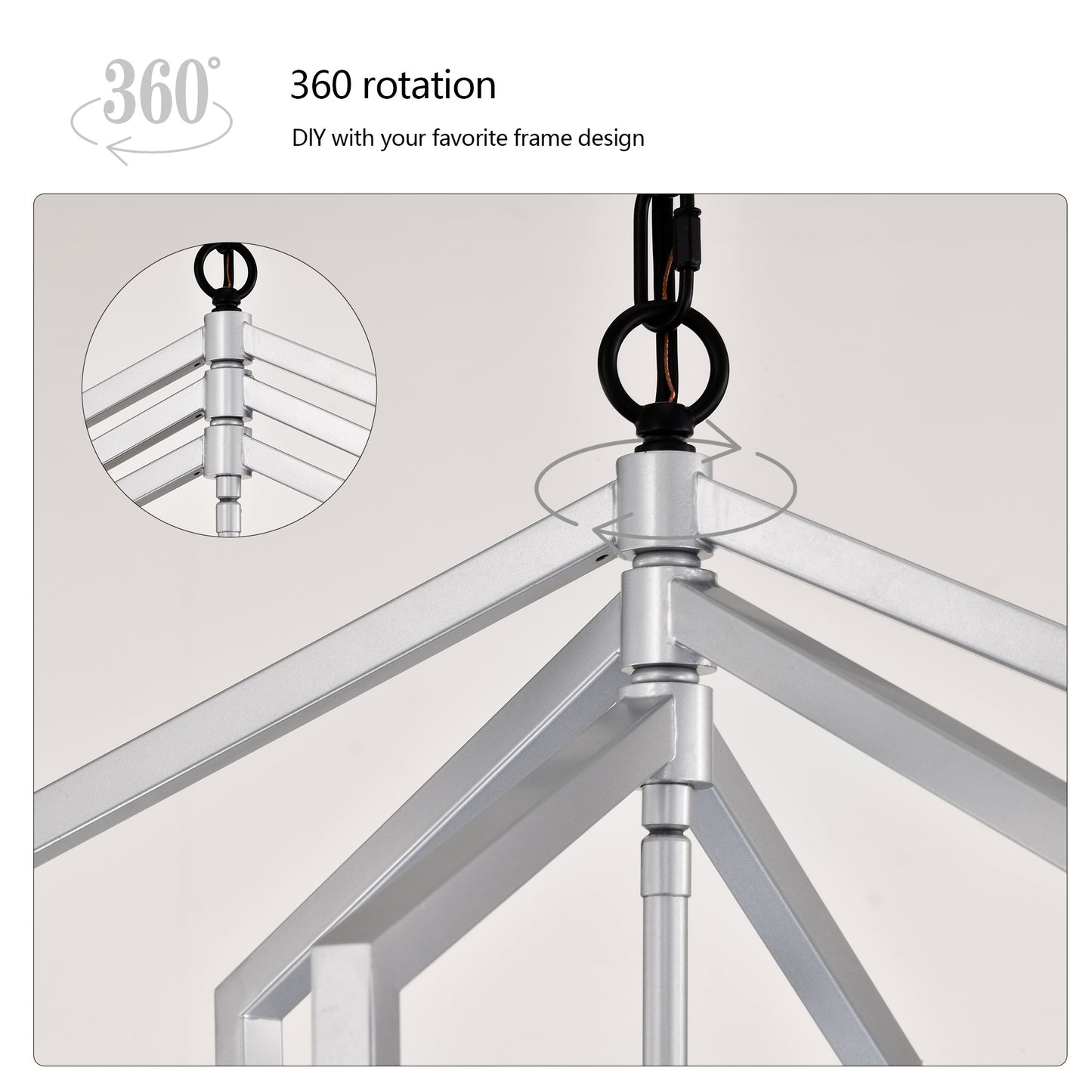 4-Light Farmhouse Chandeliers, Matte Black And Sliver Matte Black Vintage Cage Light Fixture ,Adjustable Height Chandeliers For Dining Room, Bedroom, Living Room, Confere E12 Bulbs Not Included